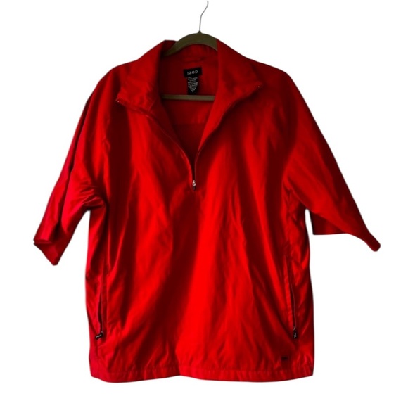 IZOD Golf Windbreaker Jacket Red Quarter Zip Pullover Men’s Size S Mesh Lined - Picture 1 of 9